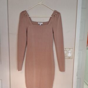Express Beige Long Sleeve Dress
